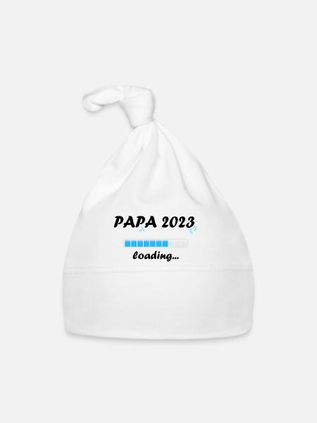 Papa 2023 Loading Paternity Dad Becoming a Father Fun - Organic Baby Cap - white - Front