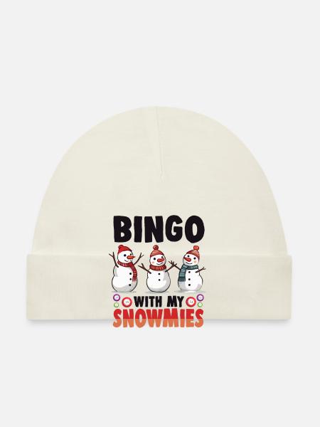 Bingo With My Snowmies Funny Snowman - Organic Baby Cap - white - Front