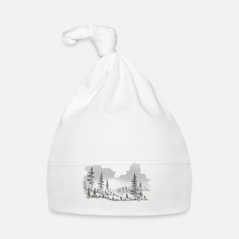 Winter forest in back light. Organic Baby Cap