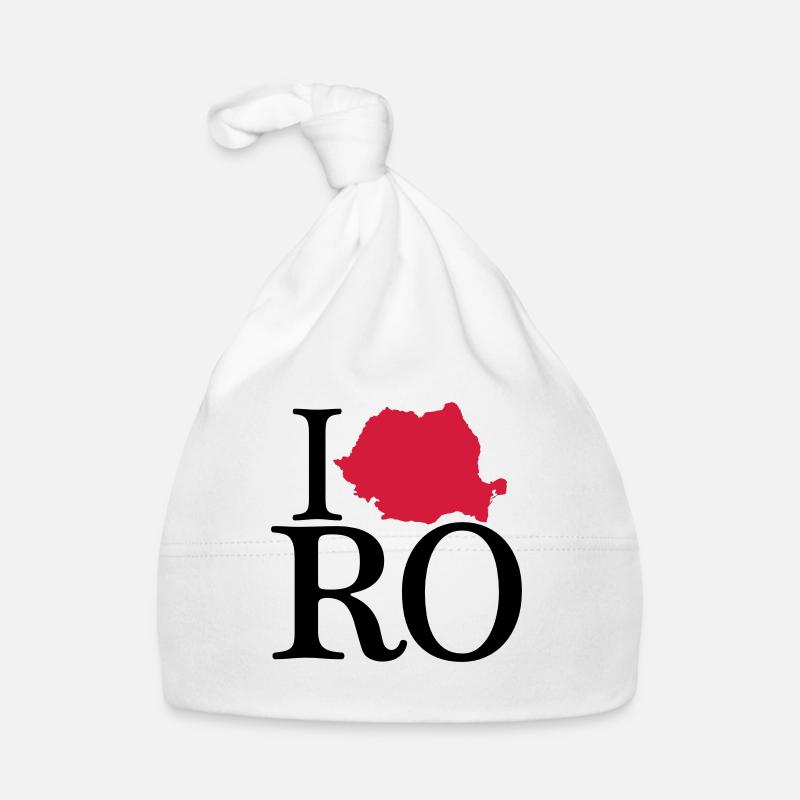 J'adore RO - J'adore la Roumanie - Bonnet bio Bébé - blanc