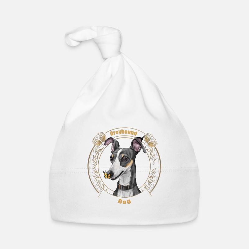 lévrier de dessin animé avec papillon mignon Bonnet bio Bébé