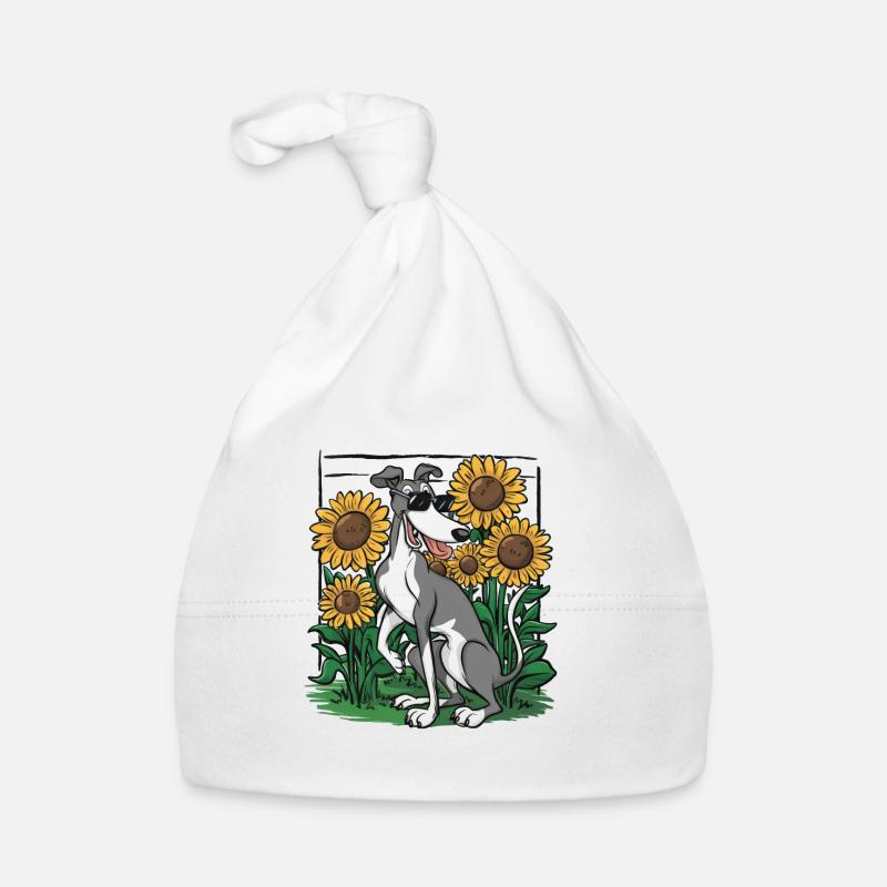Lévrier et tournesols Bonnet bio Bébé
