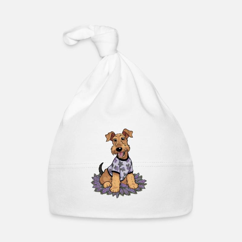 Cute Airedale Terrier with lilac Organic Baby Cap