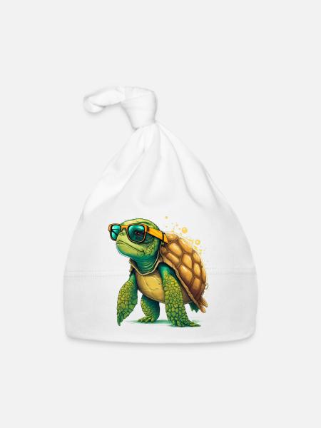 Tortue ancienne - Bonnet bio Bébé - blanc - Devant