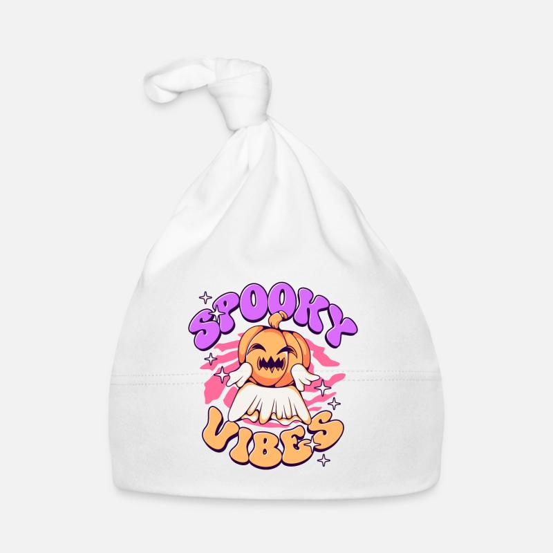 Spooky Mood Halloween Ghost Pumpkin Organic Baby Cap