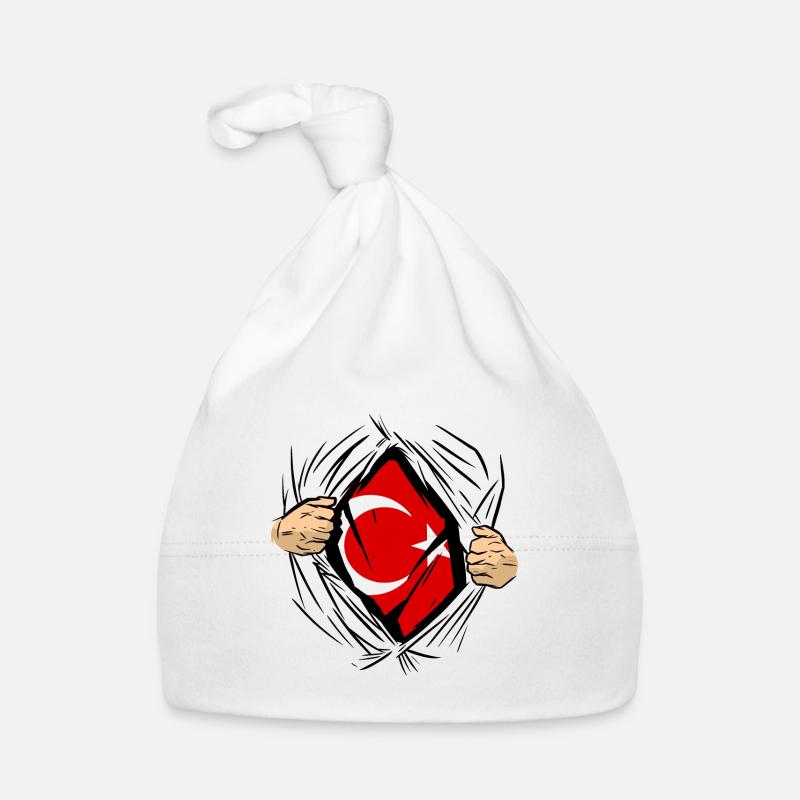 Drapeau de Turquie Utilisé Look Drapeau Turc Vintage Bonnet bio Bébé