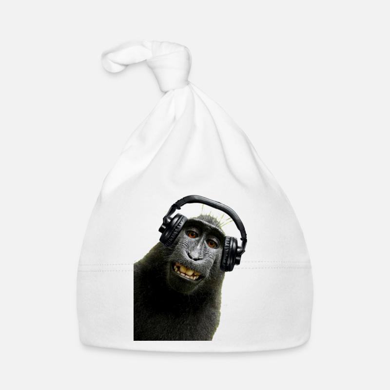 Tshirt musique de singe by customstyle - Bonnet bio Bébé - blanc