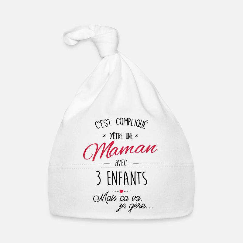 maman on 3 enfants - Bonnet bio Bébé - blanc