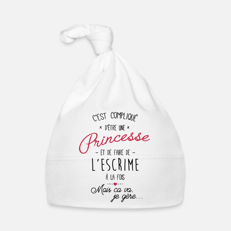 princesse et Escrime - Bonnet bio Bébé - blanc