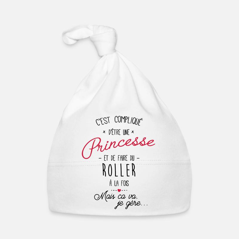 princesse et Roller - Bonnet bio Bébé - blanc