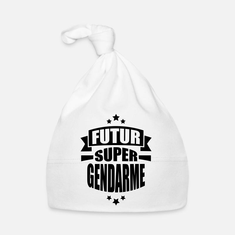 futur super gendarme - Bonnet bio Bébé - blanc
