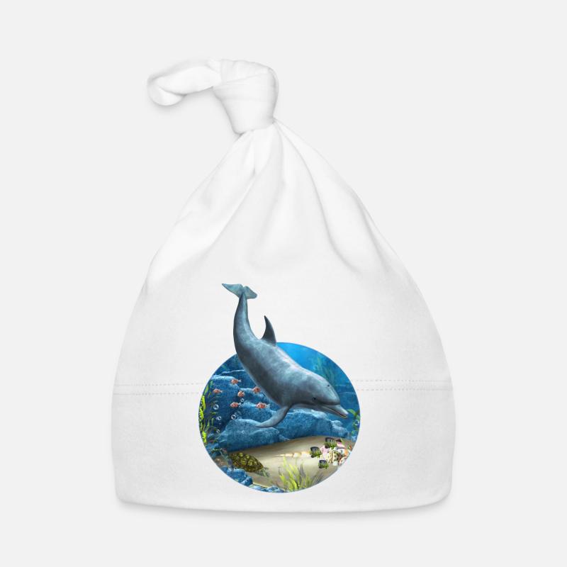 Le monde des dauphins - Bonnet bio Bébé - blanc