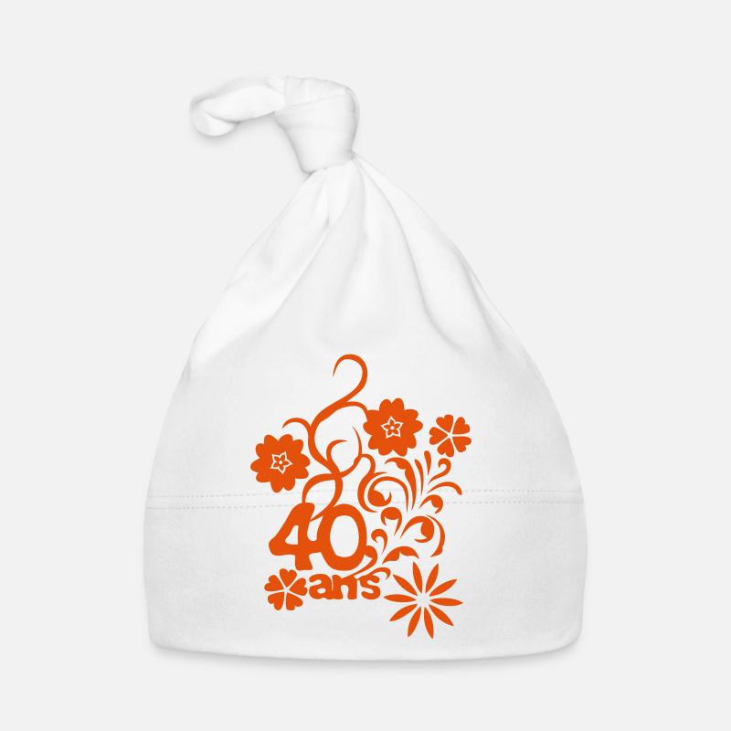 40 ans fleur anniversaire - Bonnet bio Bébé - blanc