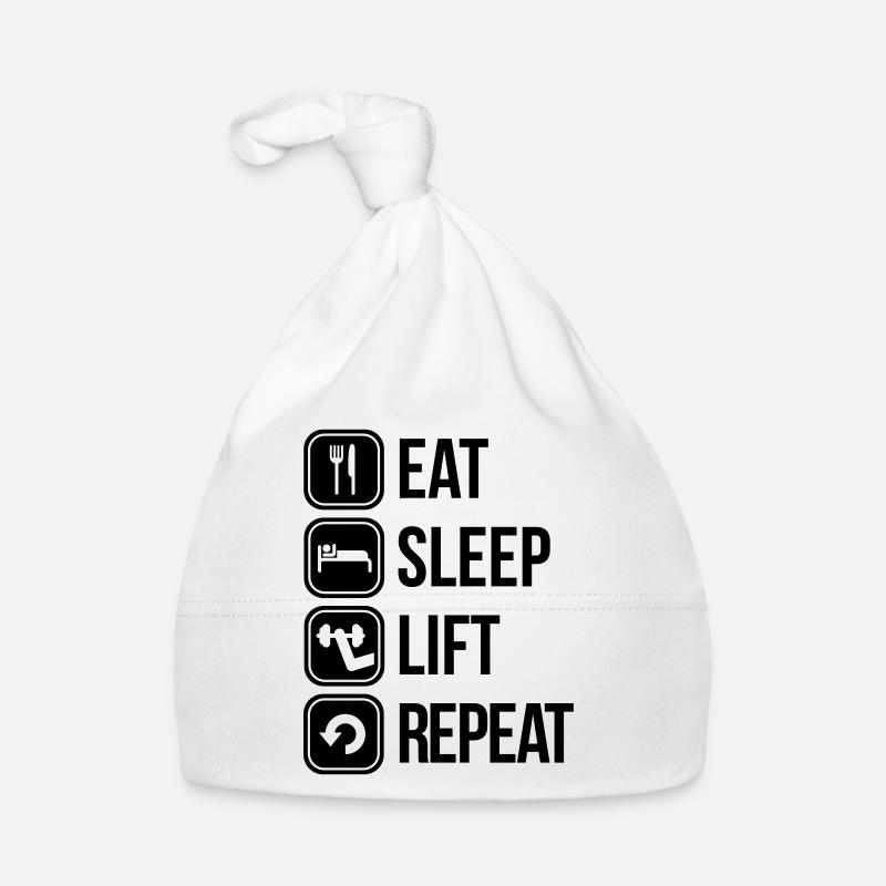 eat sleep lift repeat Baby Bio-Mütze