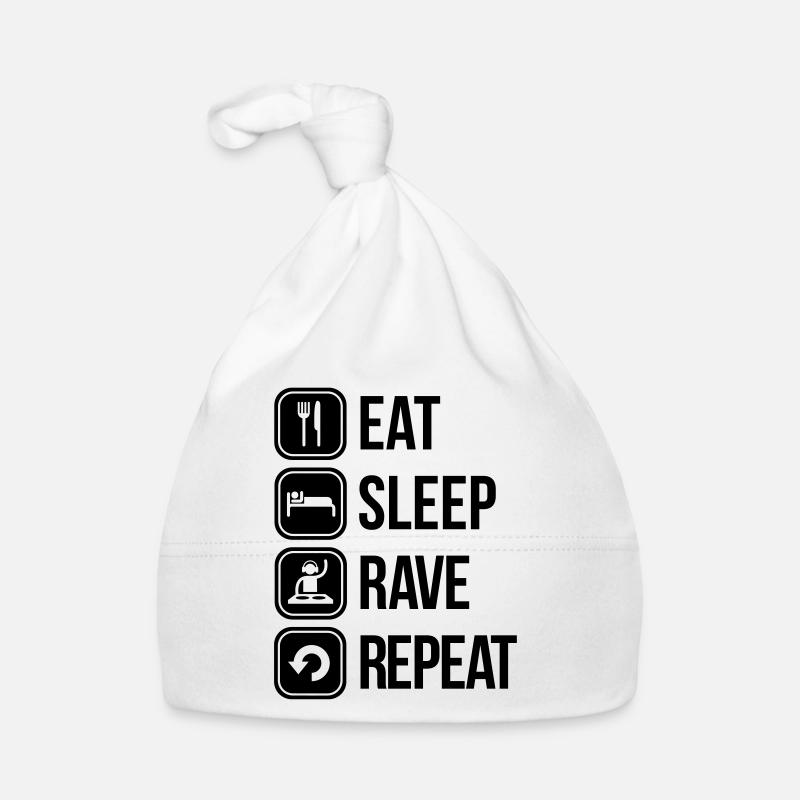 eat sleep rave repeat - Baby Bio-Mütze - Weiß