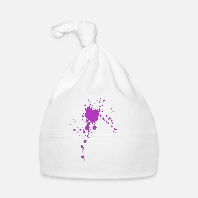 Farbspritzer Farbflecken Flecken Klecks - Baby Bio-Mütze - Weiß