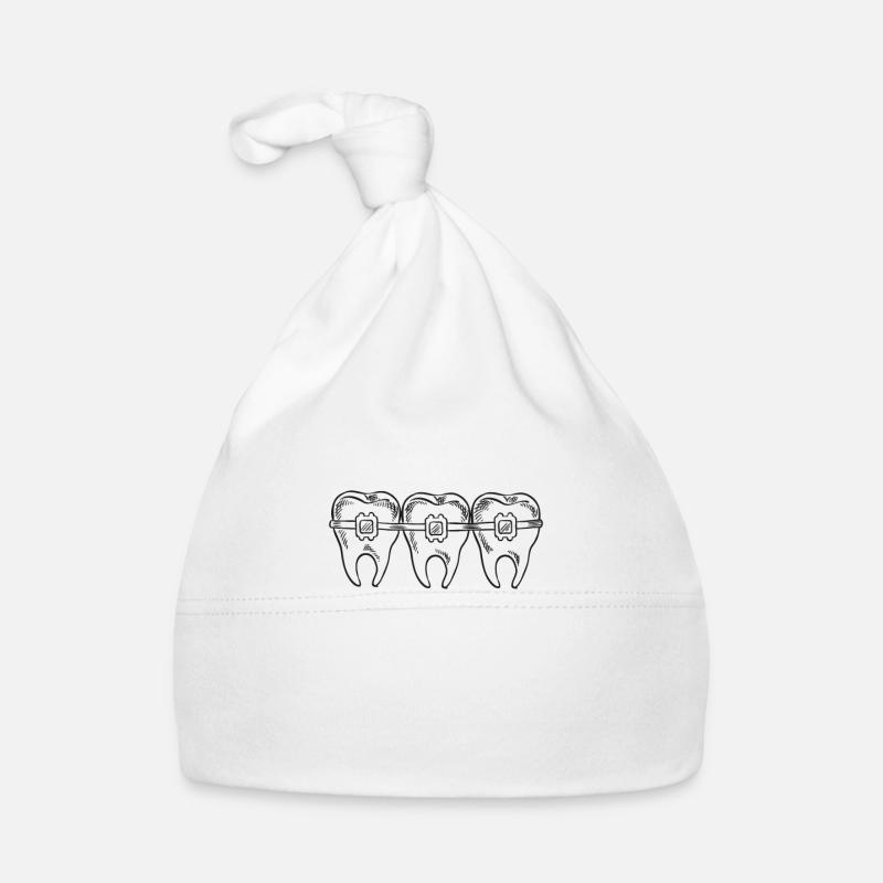 Brackets fixed clasp - Organic Baby Cap - white