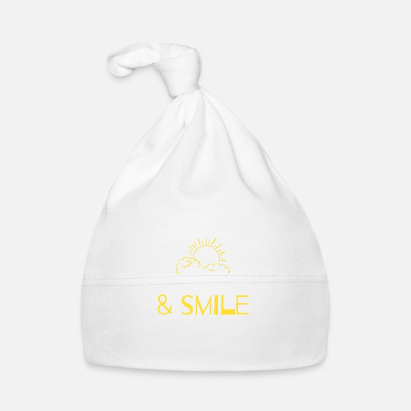 LOOK UP & SMILIE avec soleil et nuages - Bonnet bio Bébé - blanc