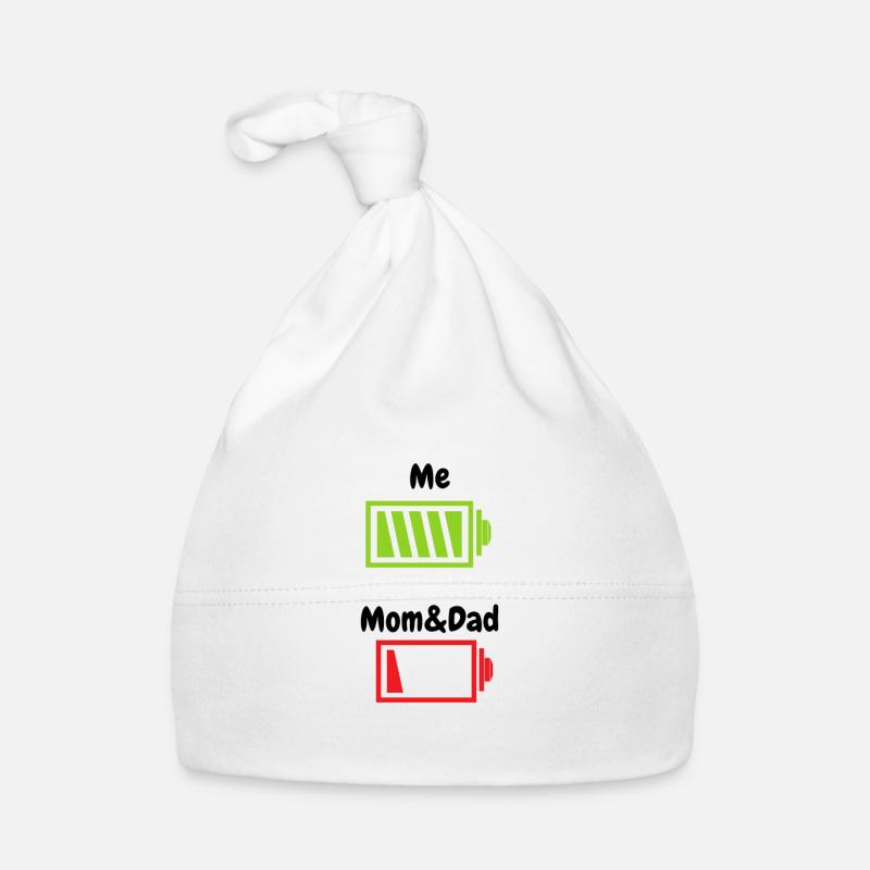 Batterie de papa et maman vide - Bonnet bio Bébé - blanc