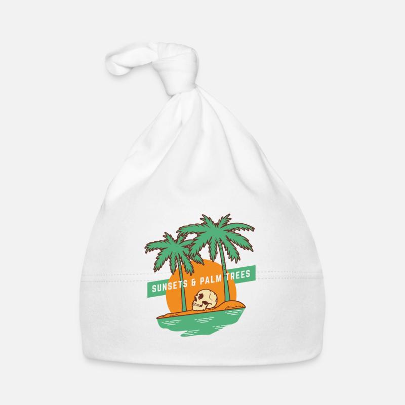 Sunsets &Palm trees - Bonnet bio Bébé - blanc