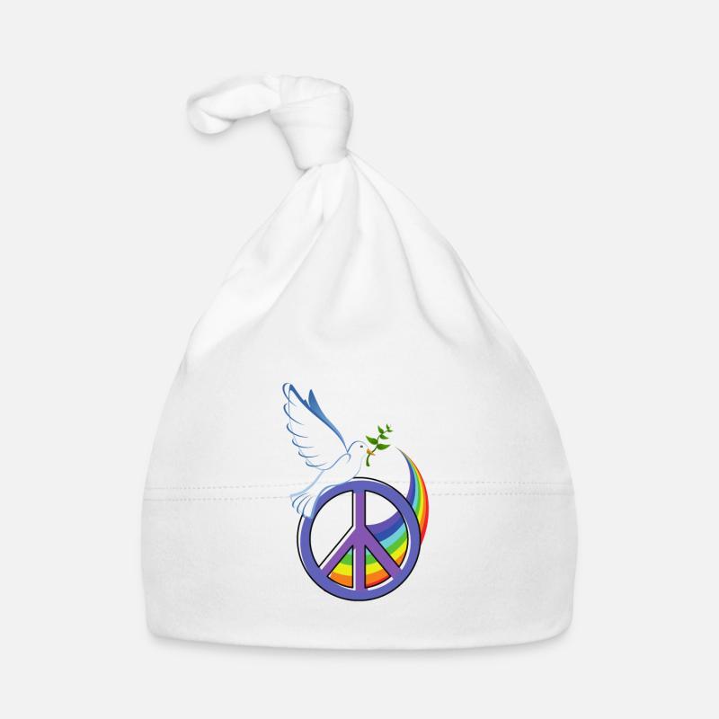 Friedenstaube Peacezeichen Frieden Regenbogen Baby Bio-Mütze