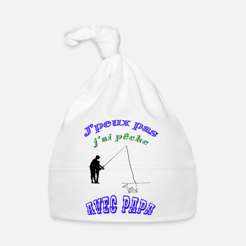 J'peux pas j ai pèche avec papa - Bonnet bio Bébé - blanc