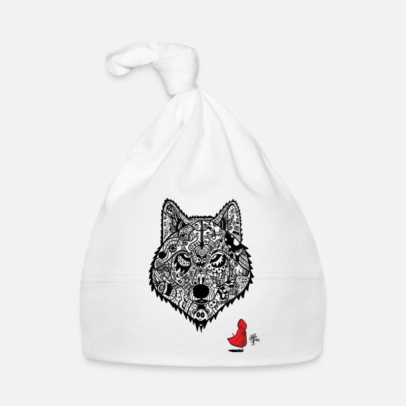Le loup du Chaperon rouge - Bonnet bio Bébé - blanc