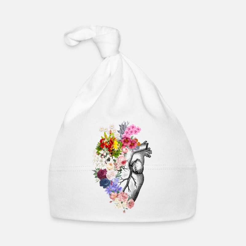 Florales anatomisches Herz Baby Bio-Mütze