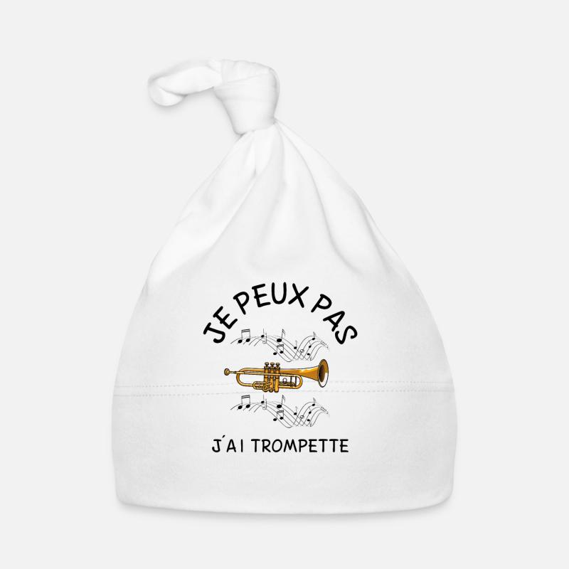 Je Peux Pas J'ai Trompette - Bonnet bio Bébé - blanc