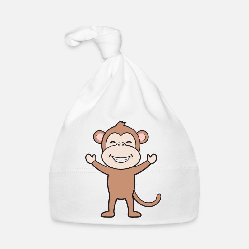 Affe Affen - Baby Bio-Mütze - Weiß