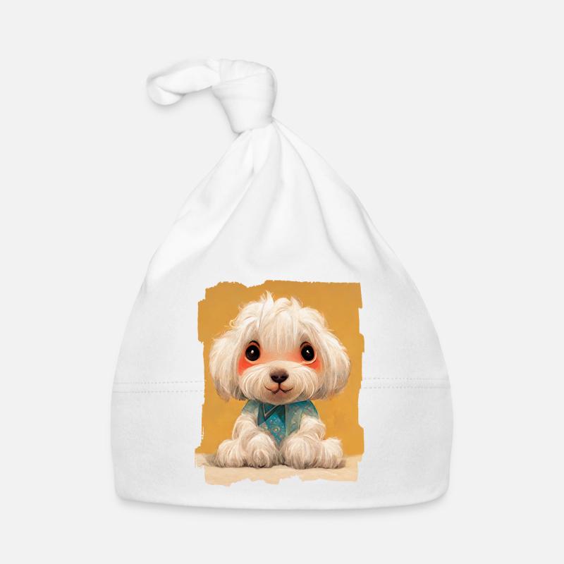 Baby Bichon Hund süß Baby Bio-Mütze