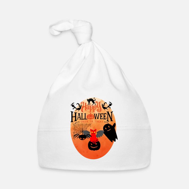 Cat-o-ween the monsters are out! - Organic Baby Cap - white