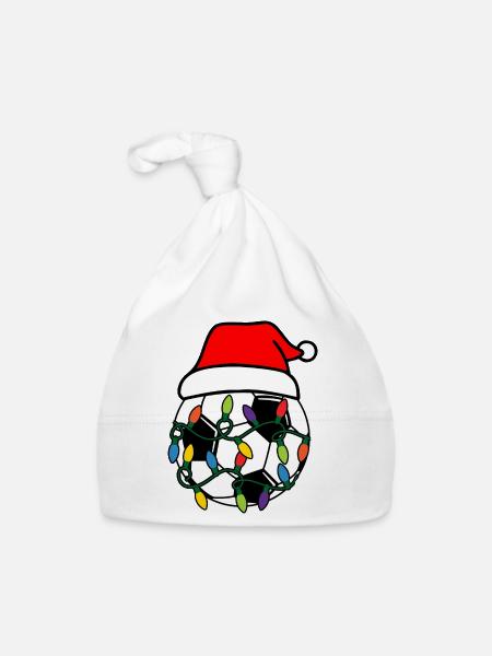 Football Noël Coupe du Monde 2022 - Bonnet bio Bébé - blanc - Devant