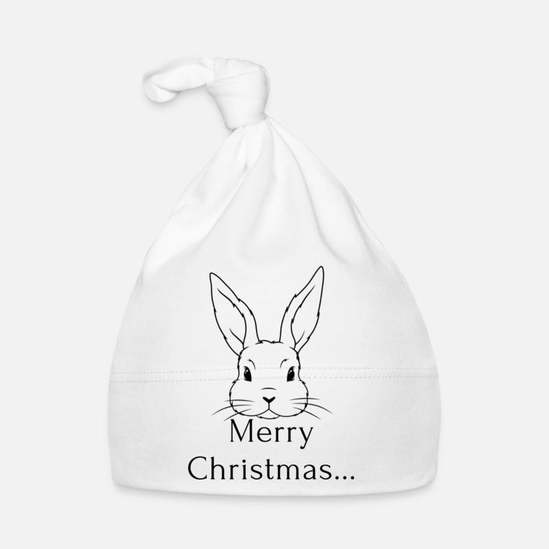 Lapin de Noël / Noël - Bonnet bio Bébé - blanc