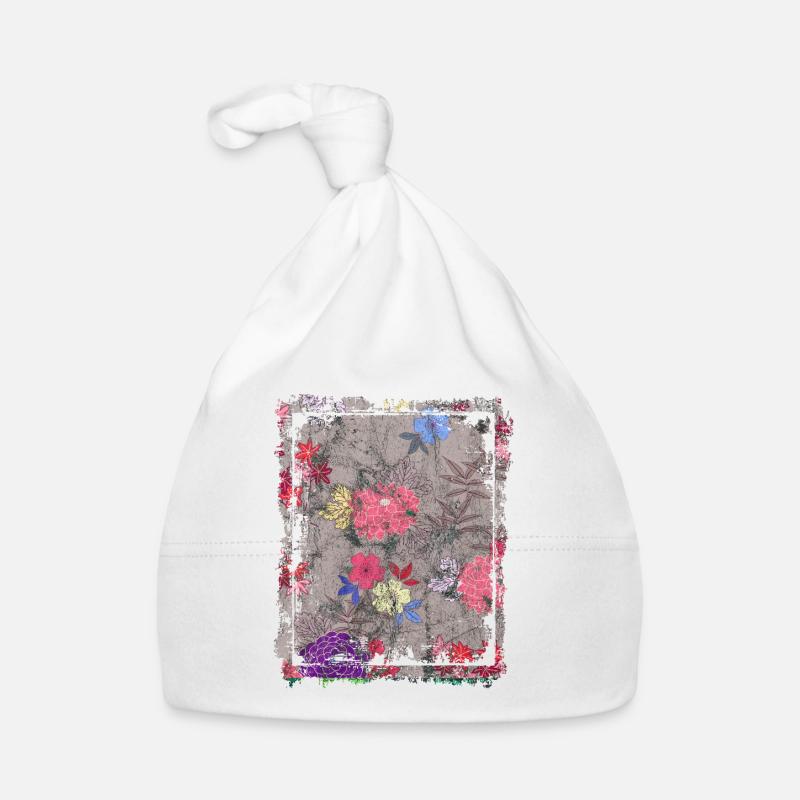 Japanese Floral Pattern Chrysanthemum Cherry Organic Baby Cap