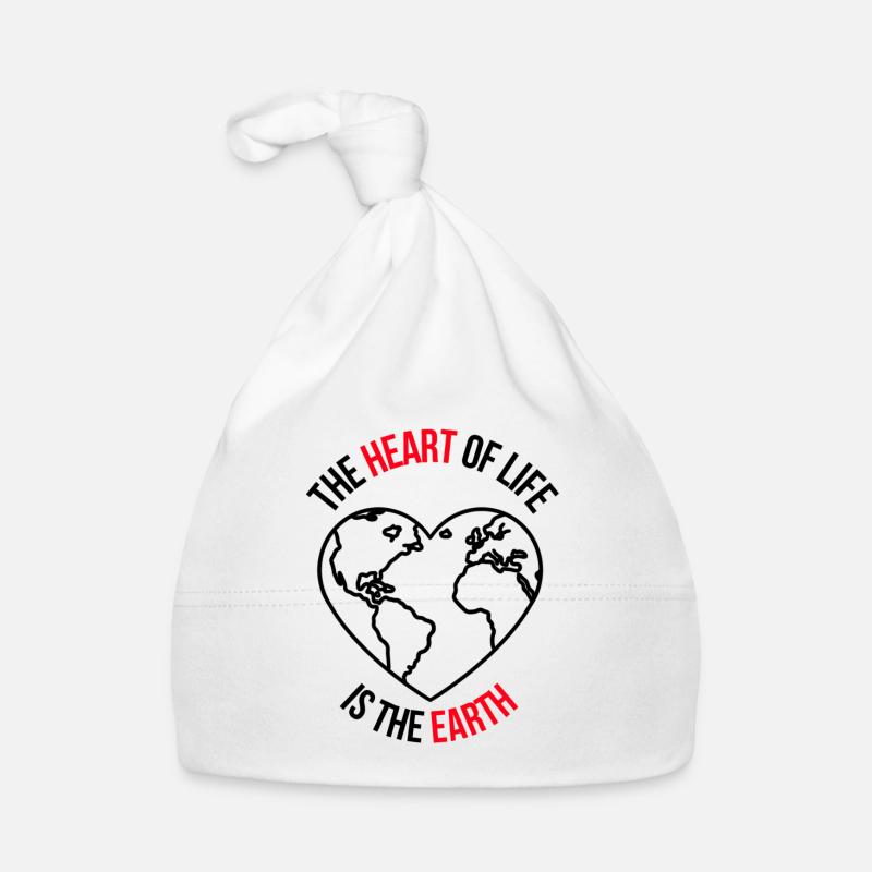 Le cœur de la vie, c’est la terre (noir) - Bonnet bio Bébé - blanc