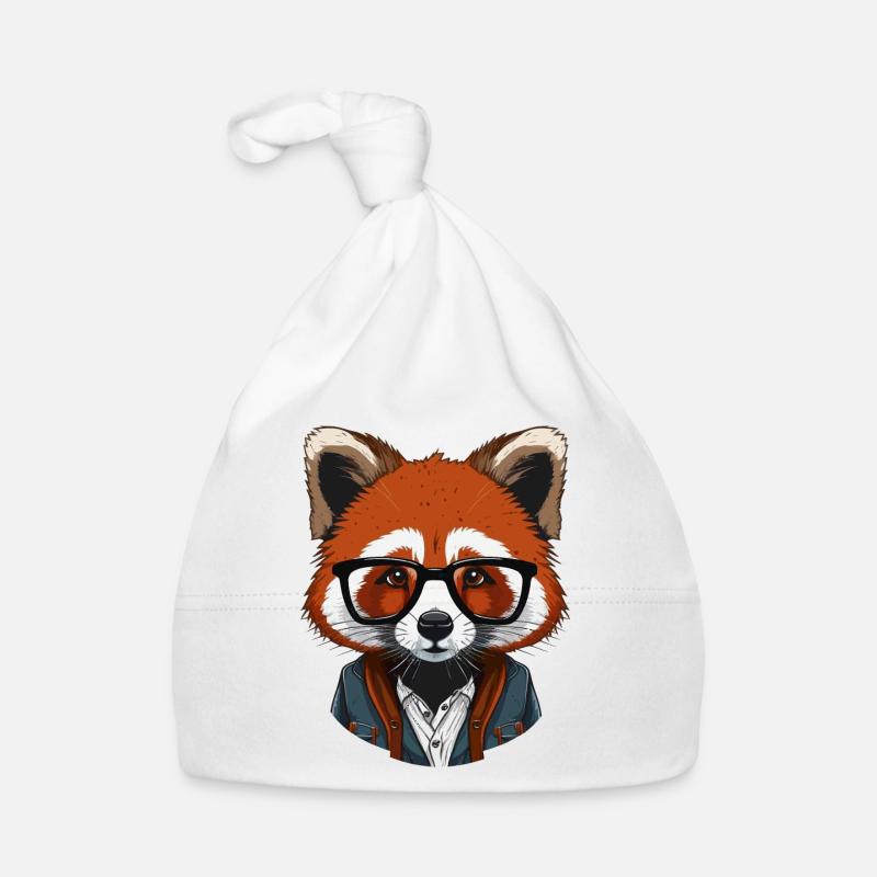 roter Panda als Hipster Baby Bio-Mütze