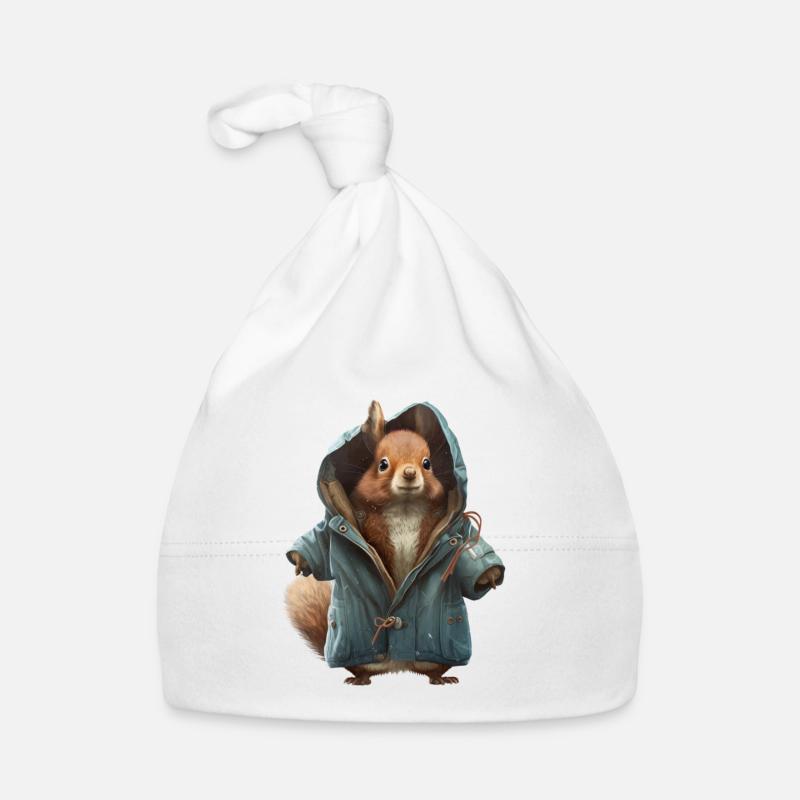 Design with a squirrel wearing a jacket Organic Baby Cap