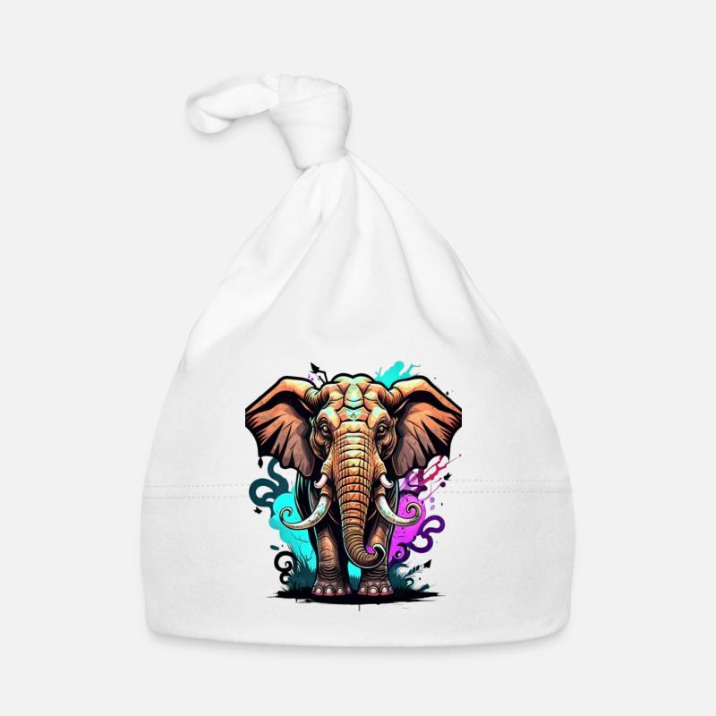 Graffiti éléphant Bonnet bio Bébé