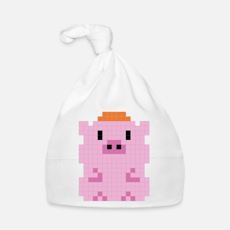Un petit cochon avec un capuchon pixélisé Bonnet bio Bébé