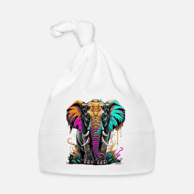 Graffiti Elephant Baby Bio-Mütze