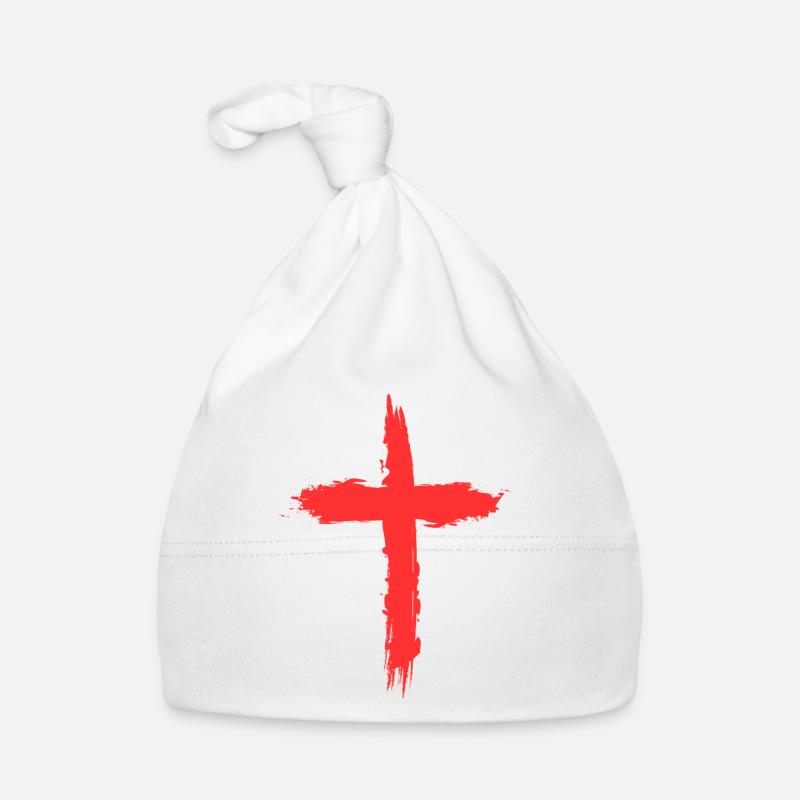 Cross red Organic Baby Cap