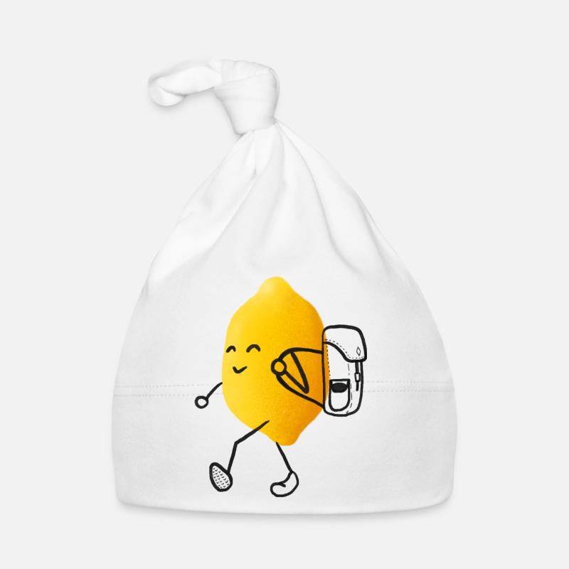 Wander-Zitrus - Zitrone auf Abenteuerreise - Baby Bio-Mütze - Weiß