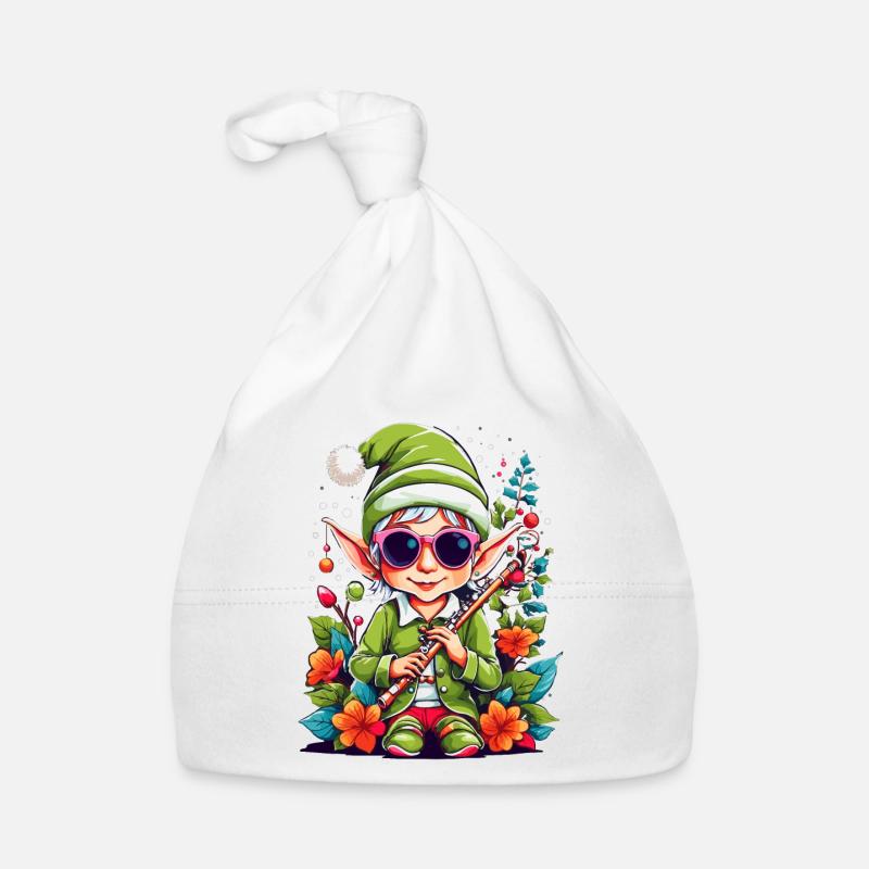 Elfe mit Flöte Baby Bio-Mütze