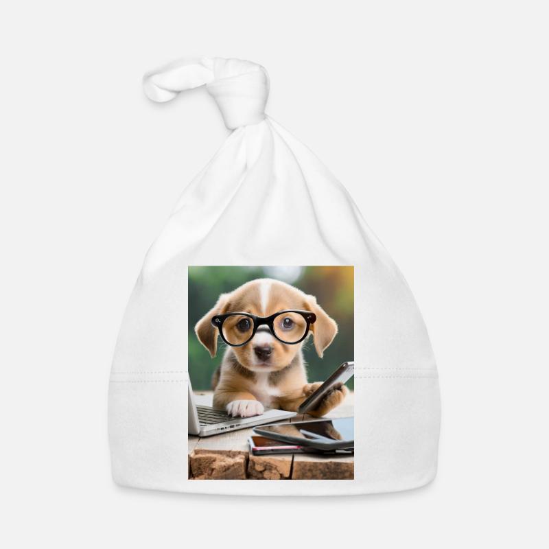 dog with glasses Organic Baby Cap