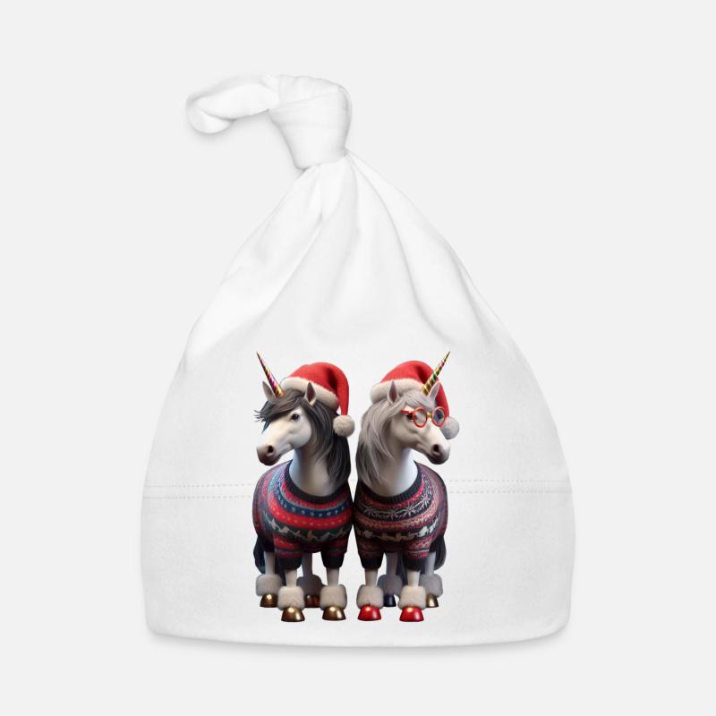 Licornes de Noël Pull de Noël moche Bonnet bio Bébé