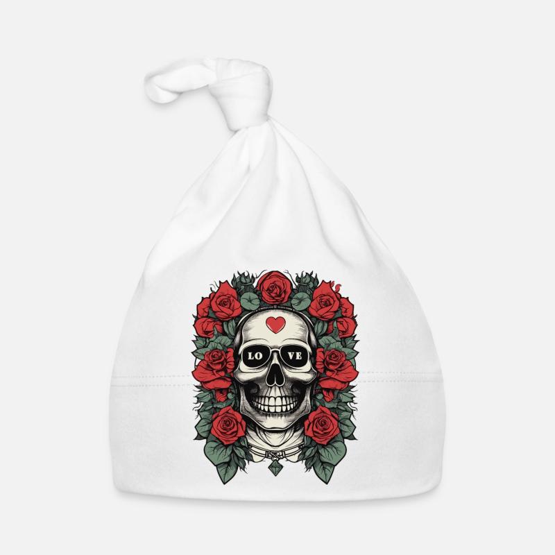 Skull with heart Organic Baby Cap
