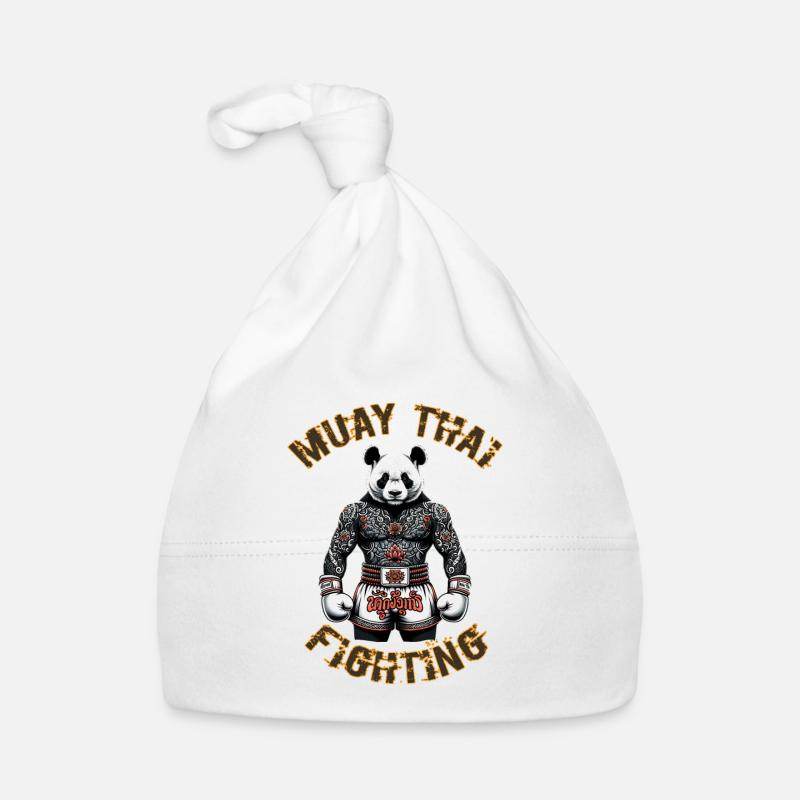 Muay Thai Panda - Panda Kickboxen Thai Boxen - Baby Bio-Mütze - Weiß