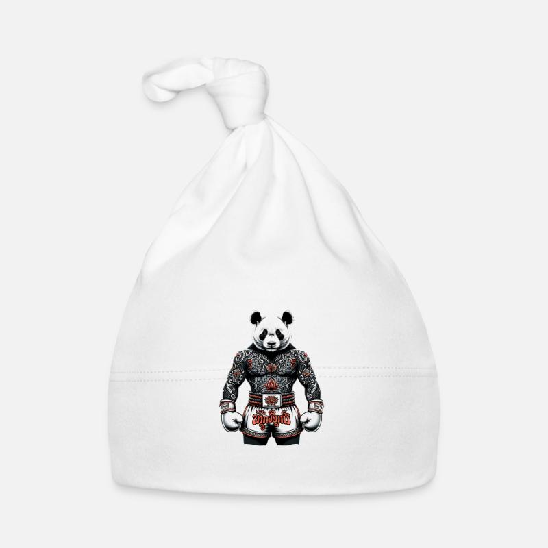 Muay Thai Panda - Kickboxen und Panda Thai Boxen Baby Bio-Mütze