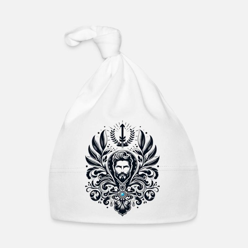 Conception de bouclier noir et blanc avec gemme bleue Bonnet bio Bébé